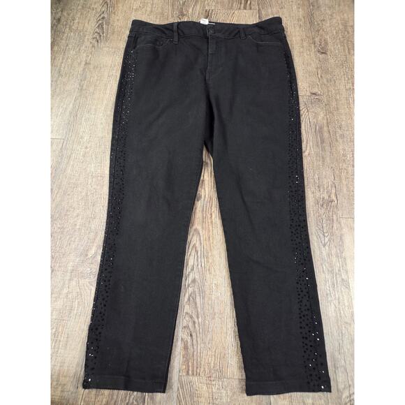 Artisan Ny Denim - Artistan NY Black Stretch Jeans Rhinestones Pants Size 12 Cropped